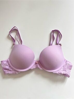Victoria's Secret Dream Angels Smooth & Lace Push Up Bra Lilac Purple 34A